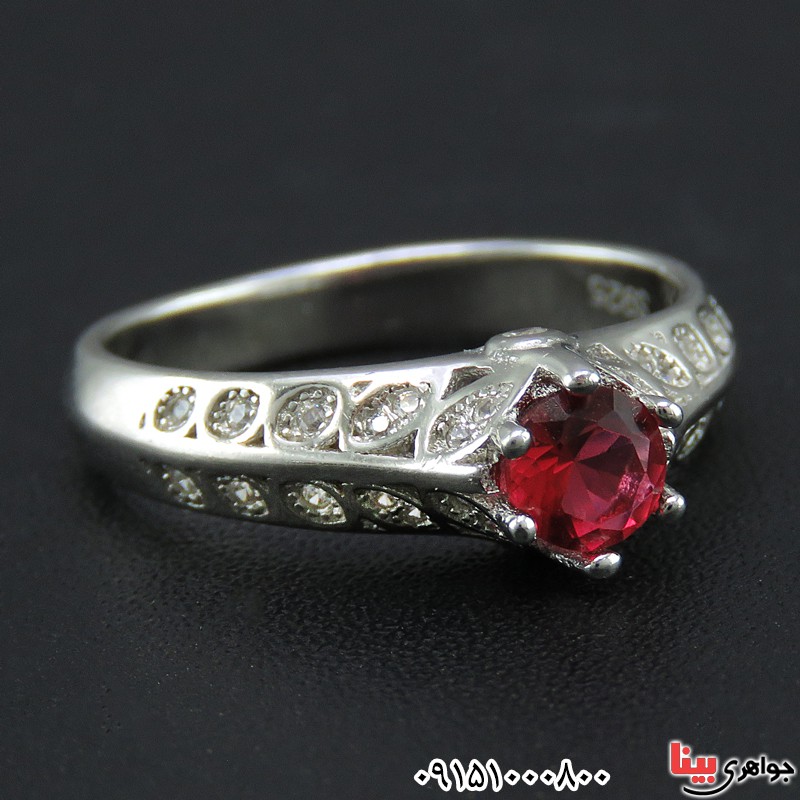 انگشتر یاقوت سرخ صنعتی خوشرنگ و خاص زنانه _کد:26010