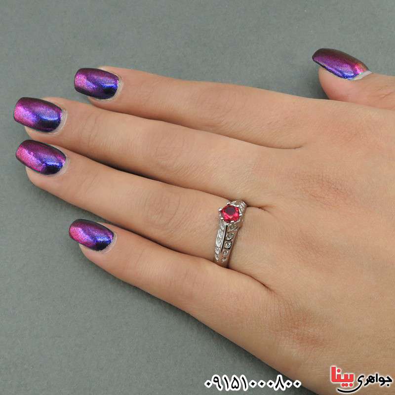 انگشتر یاقوت سرخ صنعتی خوشرنگ و خاص زنانه _کد:26010