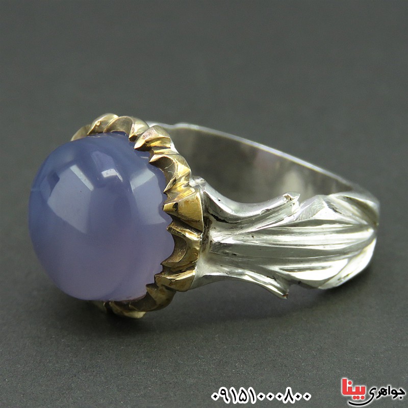 انگشتر عقیق یمنی کبود مردانه دست ساز _کد:26041