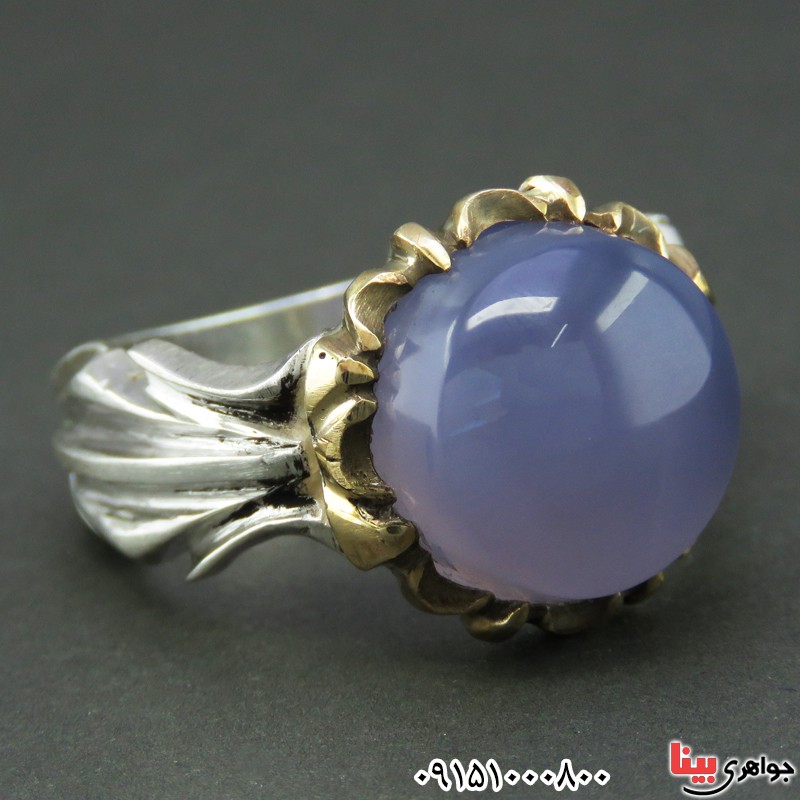 انگشتر عقیق یمنی کبود مردانه دست ساز _کد:26041