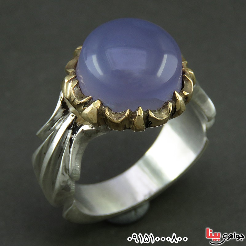 انگشتر عقیق یمنی کبود مردانه دست ساز _کد:26041