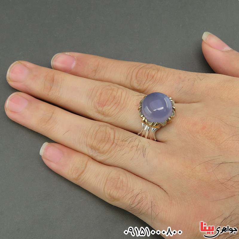 انگشتر عقیق یمنی کبود مردانه دست ساز _کد:26041