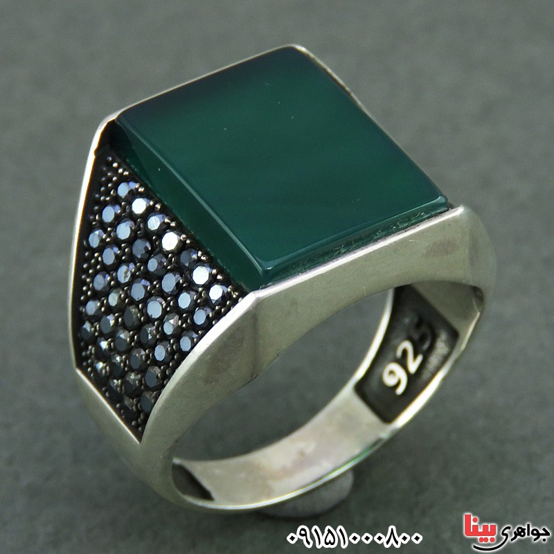 انگشتر عقیق سبز مردانه خوشرنگ و خاص _کد:26053