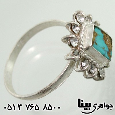 انگشتر فیروزه نیشابوری زنانه مربعی