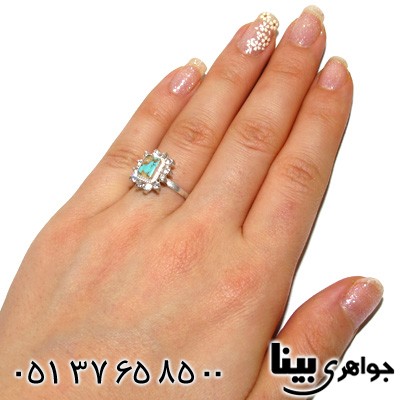 انگشتر فیروزه نیشابوری زنانه مربعی
