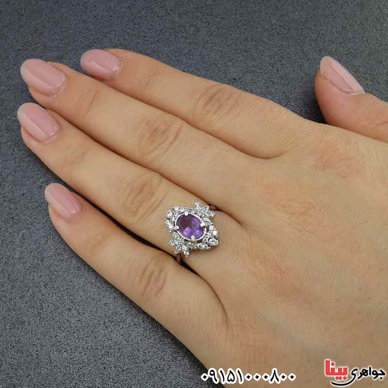 انگشتر آمتیست زنانه خوشرنگ بسیار زیبا _کد:26104