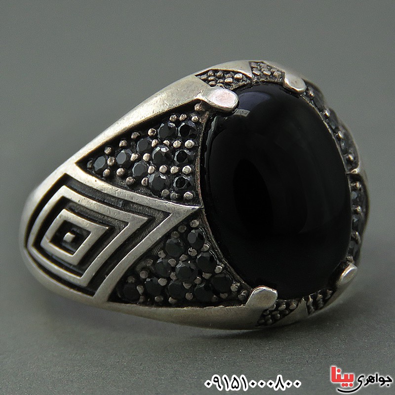 انگشتر عقیق سیاه (اونیکس) میکروستینگ مردانه _کد:26132