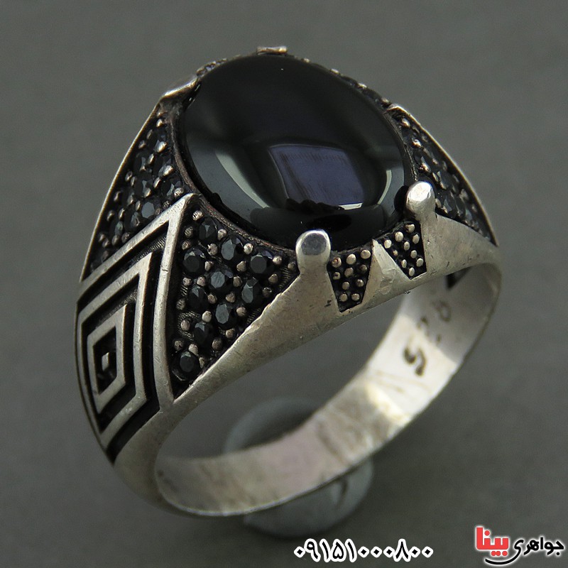 انگشتر عقیق سیاه (اونیکس) میکروستینگ مردانه _کد:26132