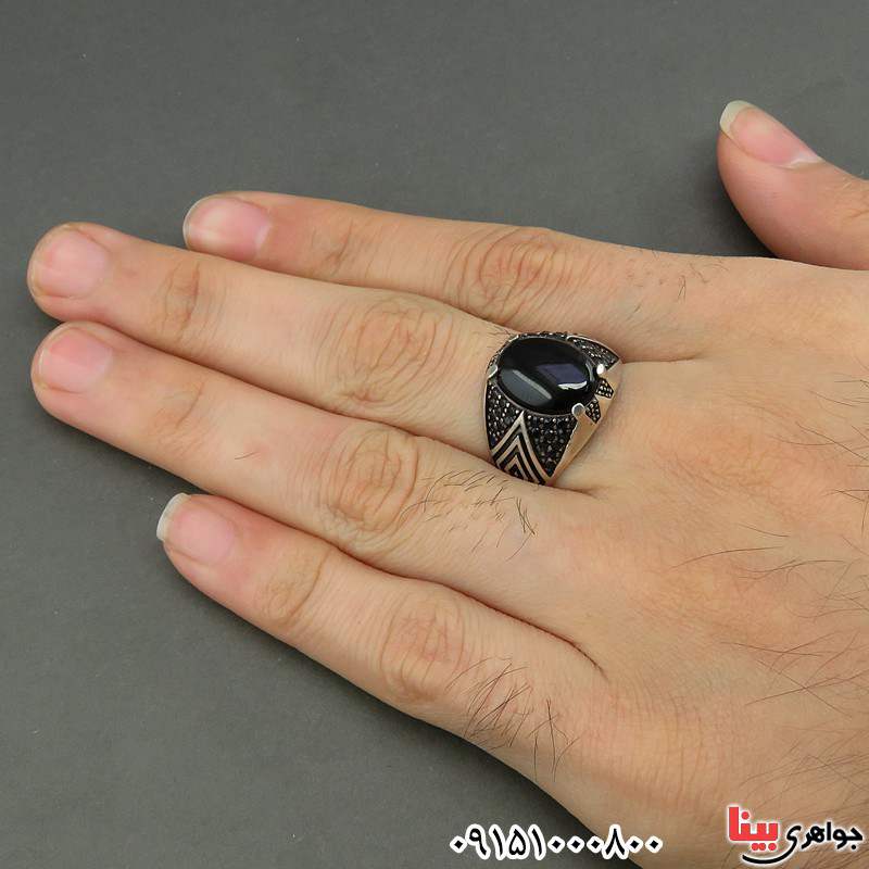 انگشتر عقیق سیاه (اونیکس) میکروستینگ مردانه _کد:26132