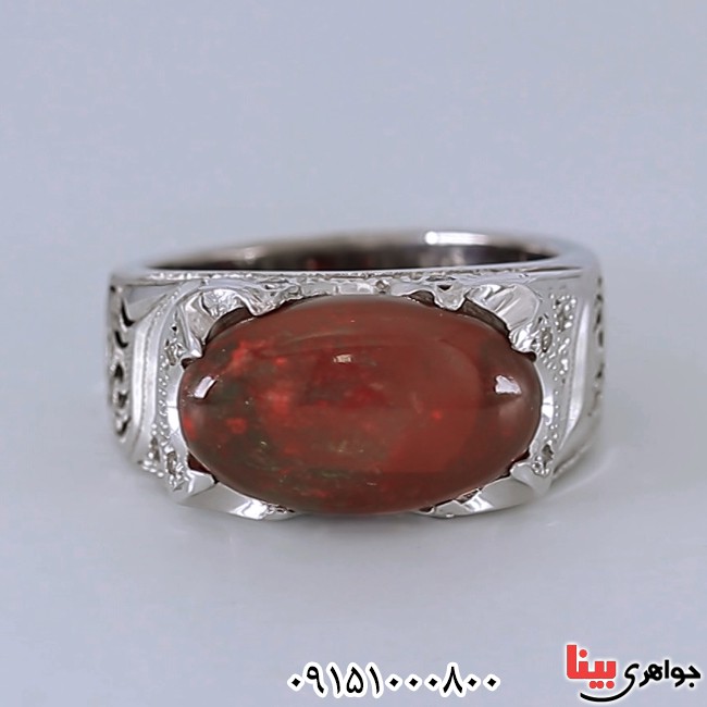 انگشتر اوپال و الماس فاخر دست ساز مردانه _کد:26134