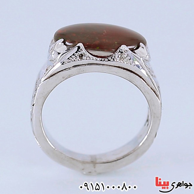 انگشتر اوپال و الماس فاخر دست ساز مردانه _کد:26134