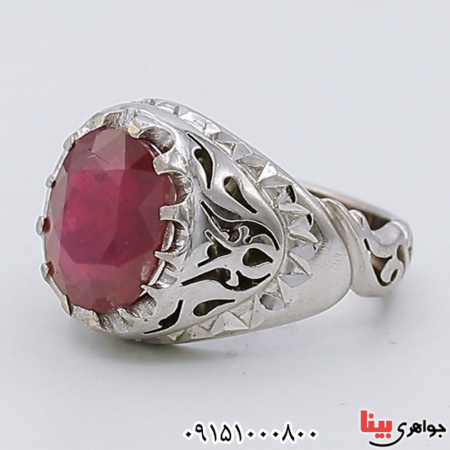 انگشتر یاقوت سرخ خوشرنگ فاخر مردانه بسیار زیبا _کد:26135