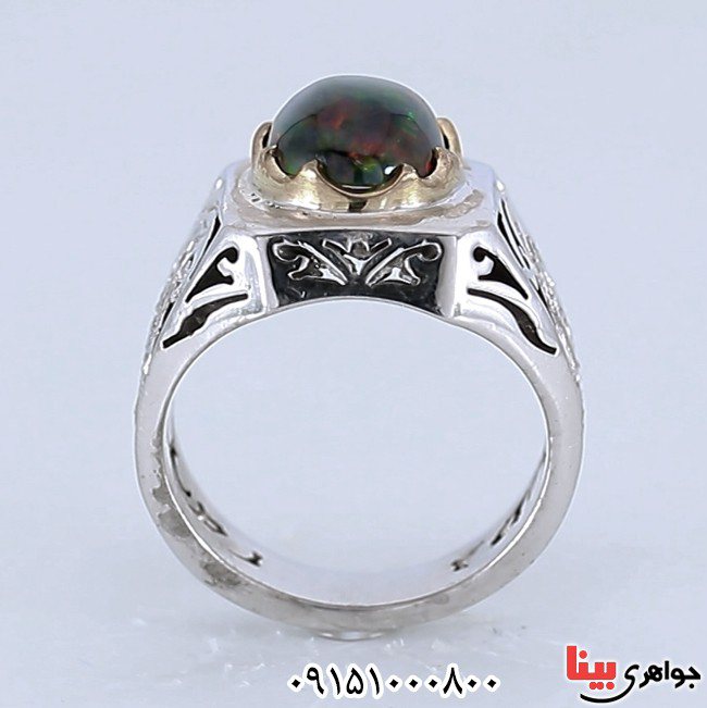 انگشتر اوپال و الماس فاخر و خاص مردانه _کد:26148