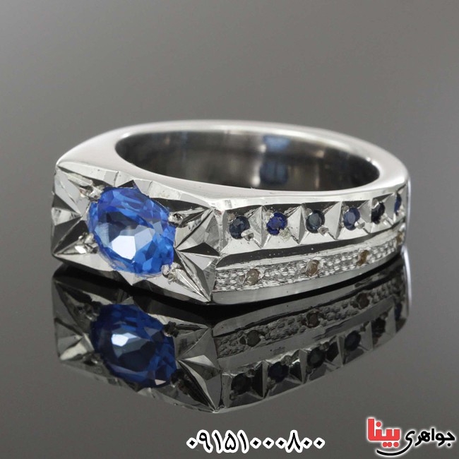 انگشتر توپاز آبی خاص و فاخر مردانه _کد:26149