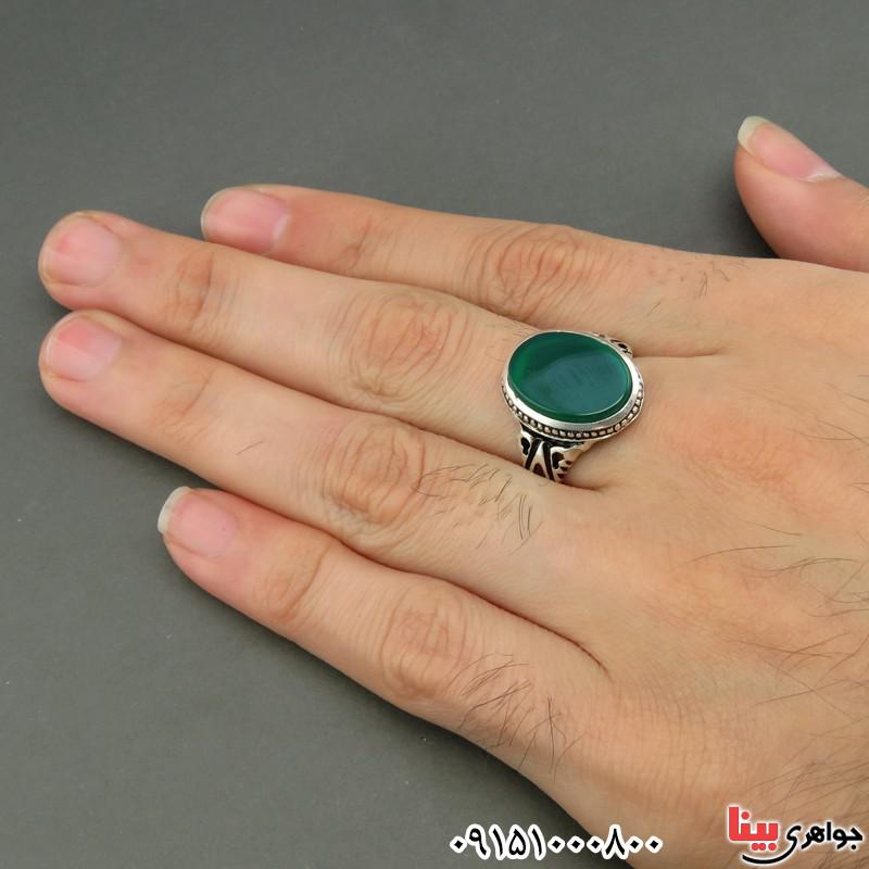 انگشتر عقیق سبز خوشرنگ مردانه بسیار زیبا _کد:26178