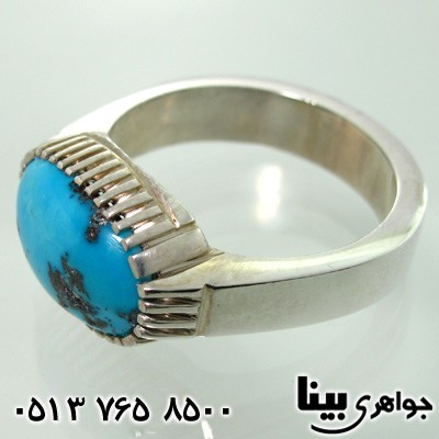 انگشتر فیروزه نیشابوری مردانه کلاسیک شجری