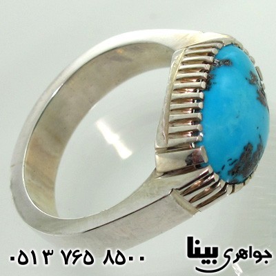 انگشتر فیروزه نیشابوری مردانه کلاسیک شجری