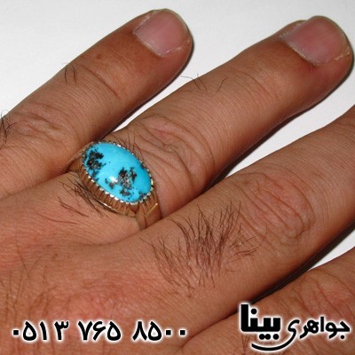 انگشتر فیروزه نیشابوری مردانه کلاسیک شجری