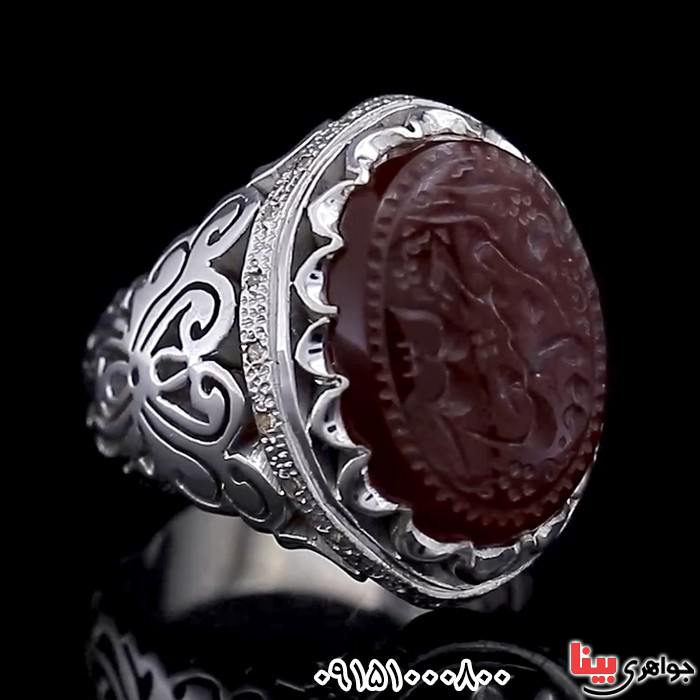 انگشتر عقیق یمنی خطی خاص با حکاکی العزة لله جمیعا _کد:26213