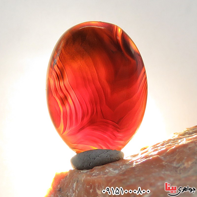 نگین انگشتر عقیق یمنی جزع خوشرنگ بسیار زیبا _کد:26232