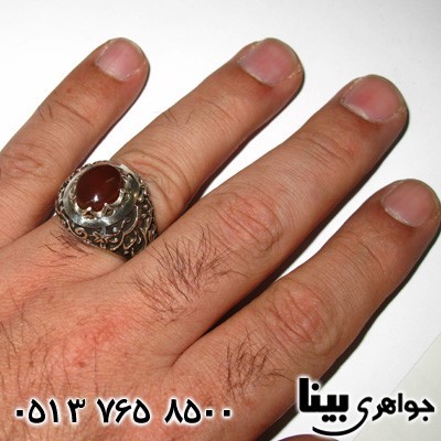 انگشتر عقیق یمنی مردانه با حکاکی یا حسین بن علی و یا ابوالفضل