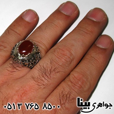 انگشتر عقیق یمنی مردانه با حکاکی یا حسین بن علی و یا ابوالفضل 01