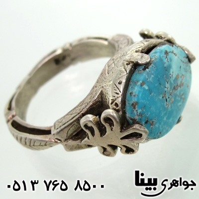 انگشتر فیروزه نیشابوری مردانه طرح صفوی