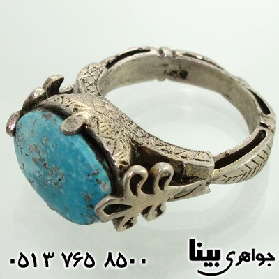 انگشتر فیروزه نیشابوری مردانه طرح صفوی