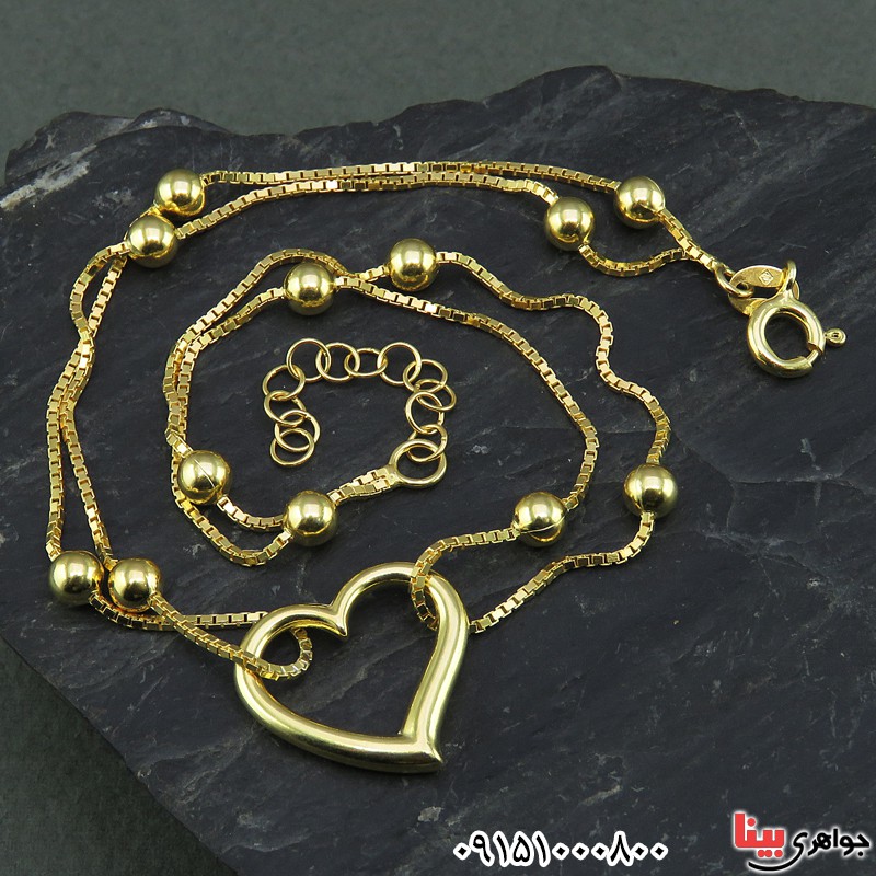 خلخال نقره طلایی با آویز قلبی خاص و زیبا 