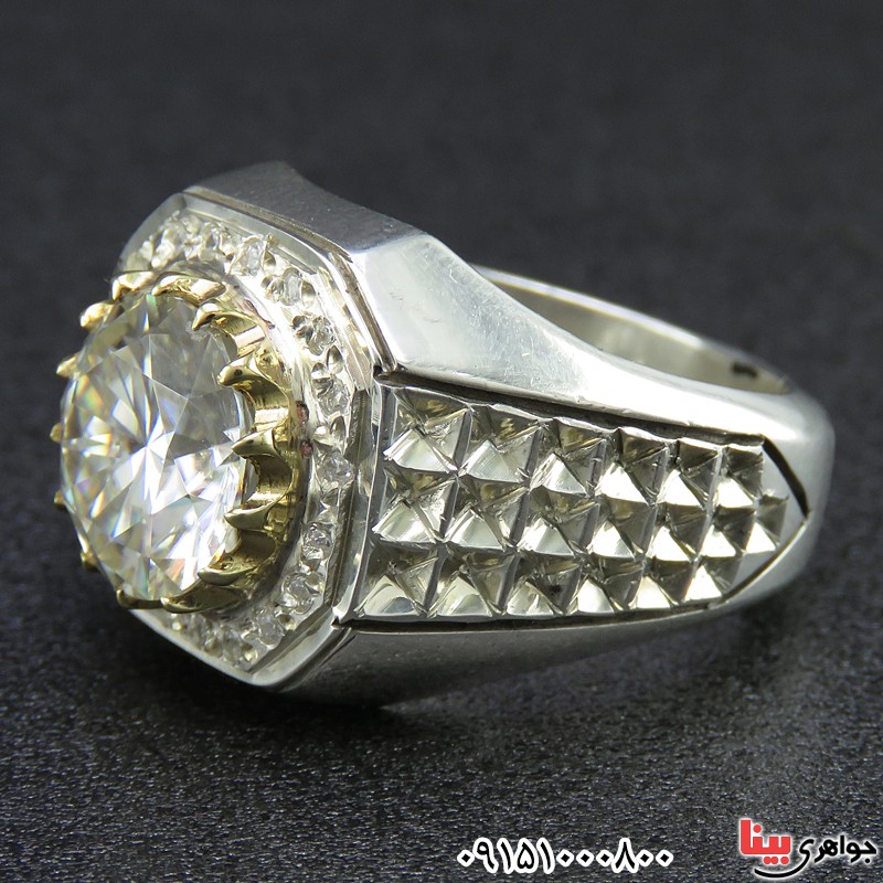 انگشتر الماس روسی ( موزانایت ) فاخر و دست ساز مردانه 