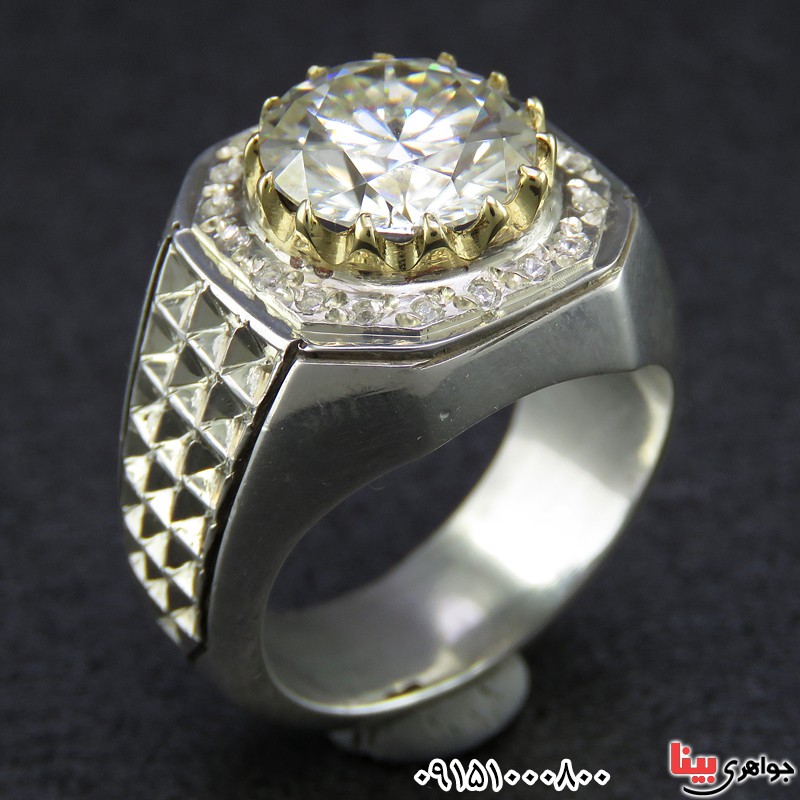 انگشتر الماس روسی ( موزانایت ) فاخر و دست ساز مردانه _کد:26333