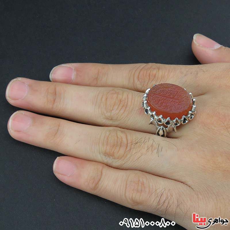 انگشتر عقیق یمنی خاص با حکاکی و من یتق الله _کد:26409 انگشتر عقیق یمنی خاص با حکاکی و من یتق الله _کد:26409