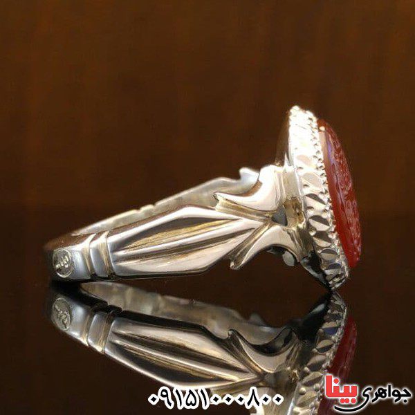 انگشتر عقیق یمنی خوشرنگ با حکاکی و من یتق الله _کد:26431 انگشتر عقیق یمنی خوشرنگ با حکاکی و من یتق الله _کد:26431