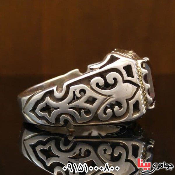 انگشتر یاقوت گارنت دست ساز و خوشرنگ دور برلیان _کد:26436
