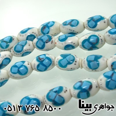 تسبیح استخوان و صدف نقره کوب درشت