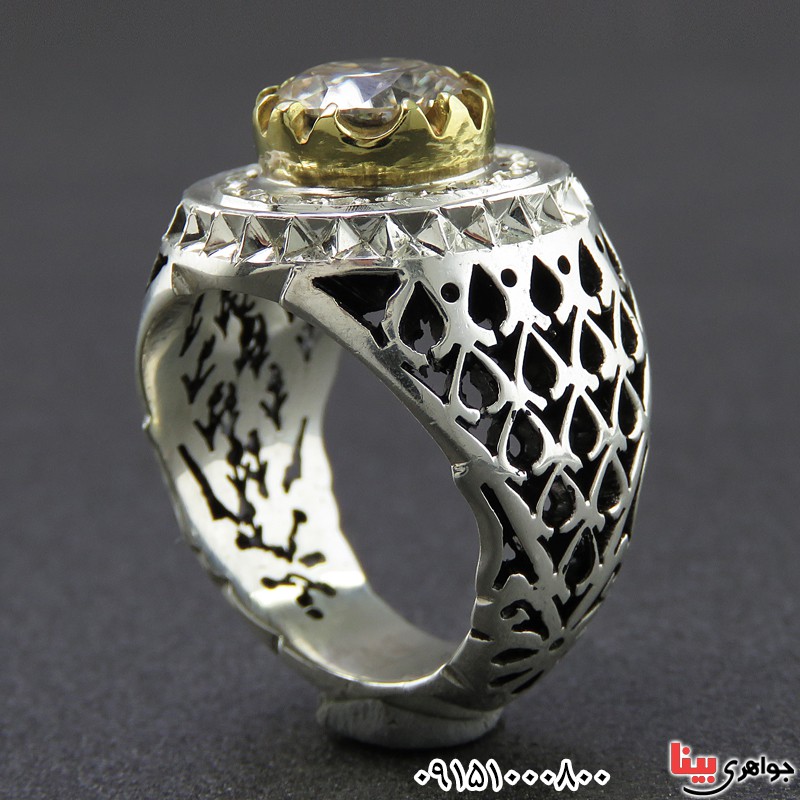 انگشتر الماس روسی ( موزانایت ) فاخر مردانه _کد:26449