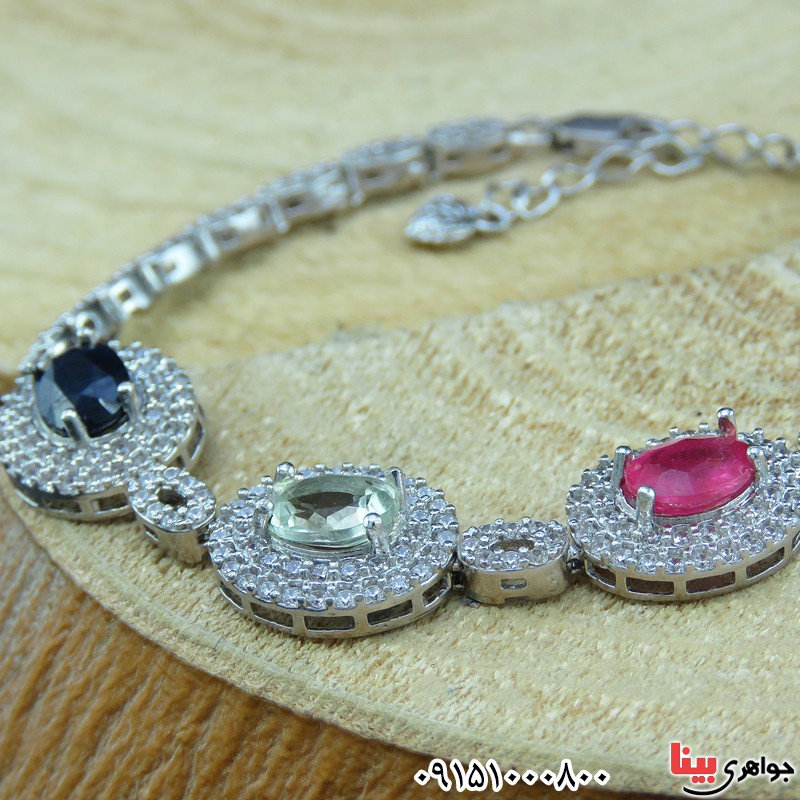 دستبند چند جواهر خاص خوشرنگ زنانه _کد:26455