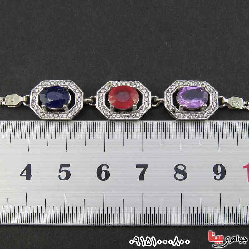 دستبند چند جواهر خوشرنگ خاص بسیار زنانه _کد:26456