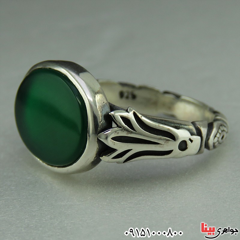 انگشتر عقیق سبز زیبا و خوشرنگ مردانه 