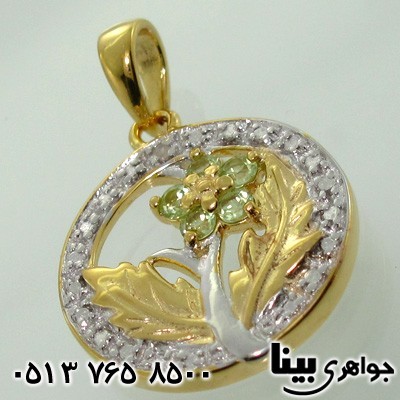 گردنبند زبرجد با الماس کوچک