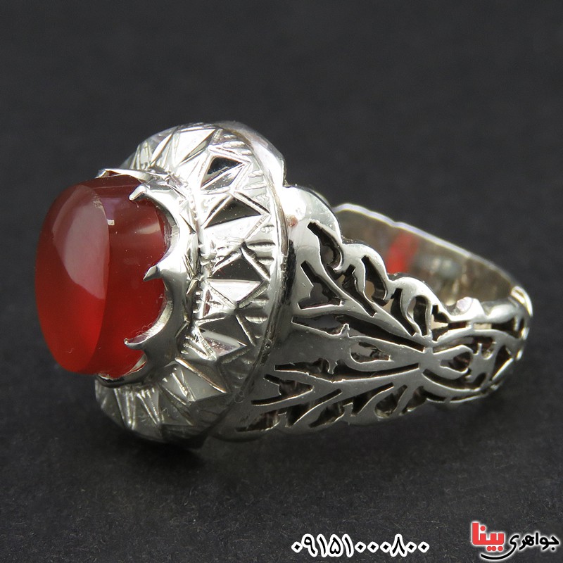 انگشتر عقیق یمنی فاخر ، دست ساز و خوشرنگ _کد:26586