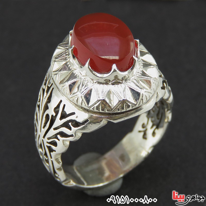 انگشتر عقیق یمنی فاخر ، دست ساز و خوشرنگ _کد:26586