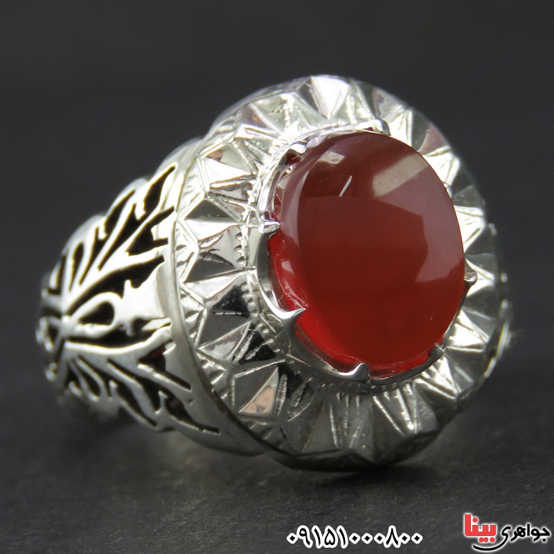 انگشتر عقیق یمنی فاخر ، دست ساز و خوشرنگ _کد:26586