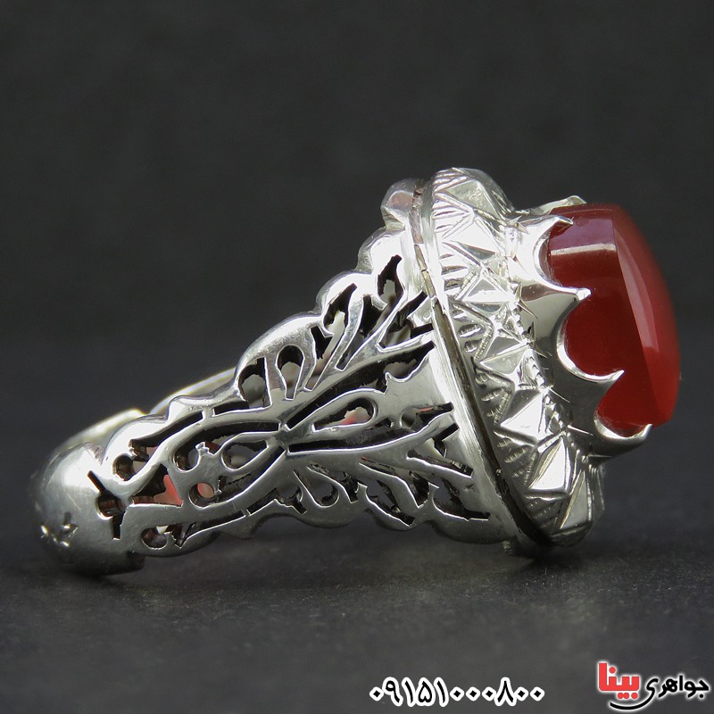 انگشتر عقیق یمنی فاخر ، دست ساز و خوشرنگ _کد:26586