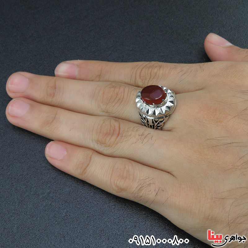 انگشتر عقیق یمنی فاخر ، دست ساز و خوشرنگ _کد:26586