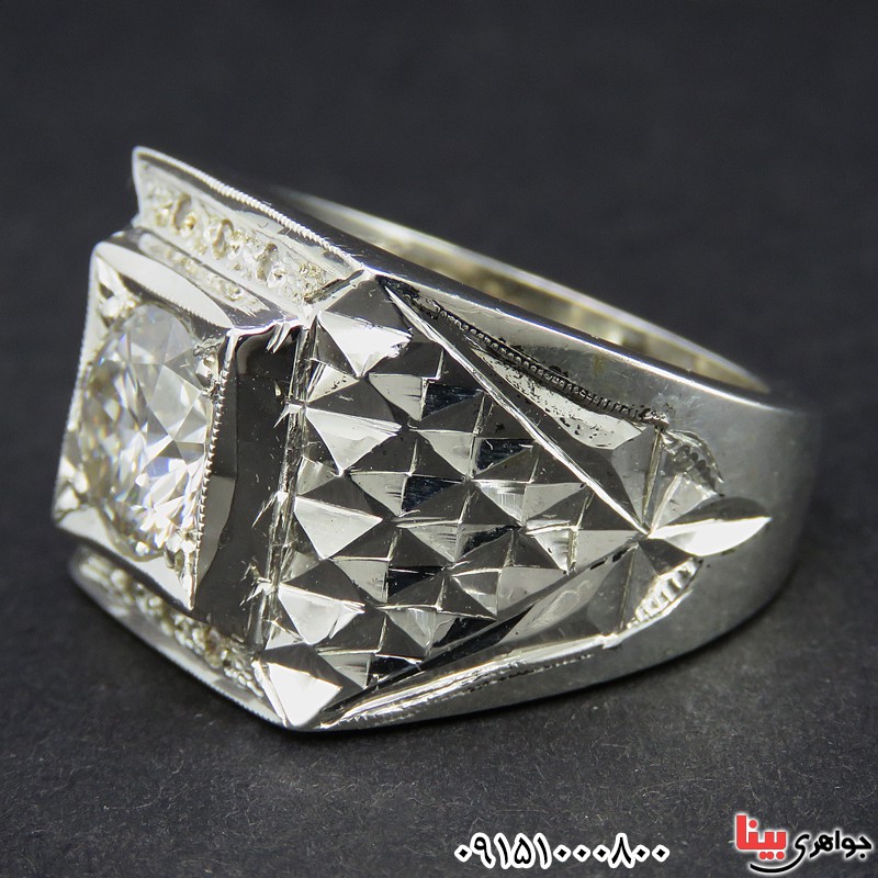 انگشتر الماس روسی ( موزانایت ) فاخر و شیک مردانه _کد:26607