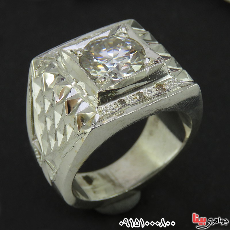 انگشتر الماس روسی ( موزانایت ) فاخر و شیک مردانه _کد:26607