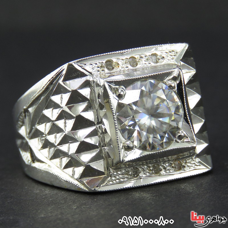 انگشتر الماس روسی ( موزانایت ) فاخر و شیک مردانه _کد:26607