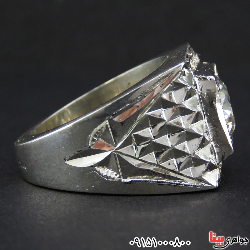 انگشتر الماس روسی ( موزانایت ) فاخر و شیک مردانه _کد:26607