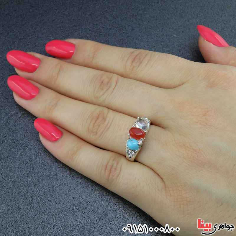 انگشتر چند جواهر زنانه زیبا و شیک _کد:26615